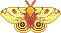 Pixel art of a yellow io moth
