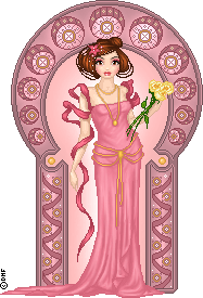 Art Nouveau-inspired pink doll