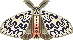 Pixel art of a black arches moth