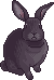 Pixel art of a gray bunny looking directly at viewer, eyes barely visible