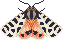 Pixel art of a pink tiger moth