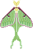Pixel art of a luna moth