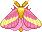 Pixel art of a rosy maple moth