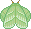 Pixel art of a green rose myrtle lappet moth